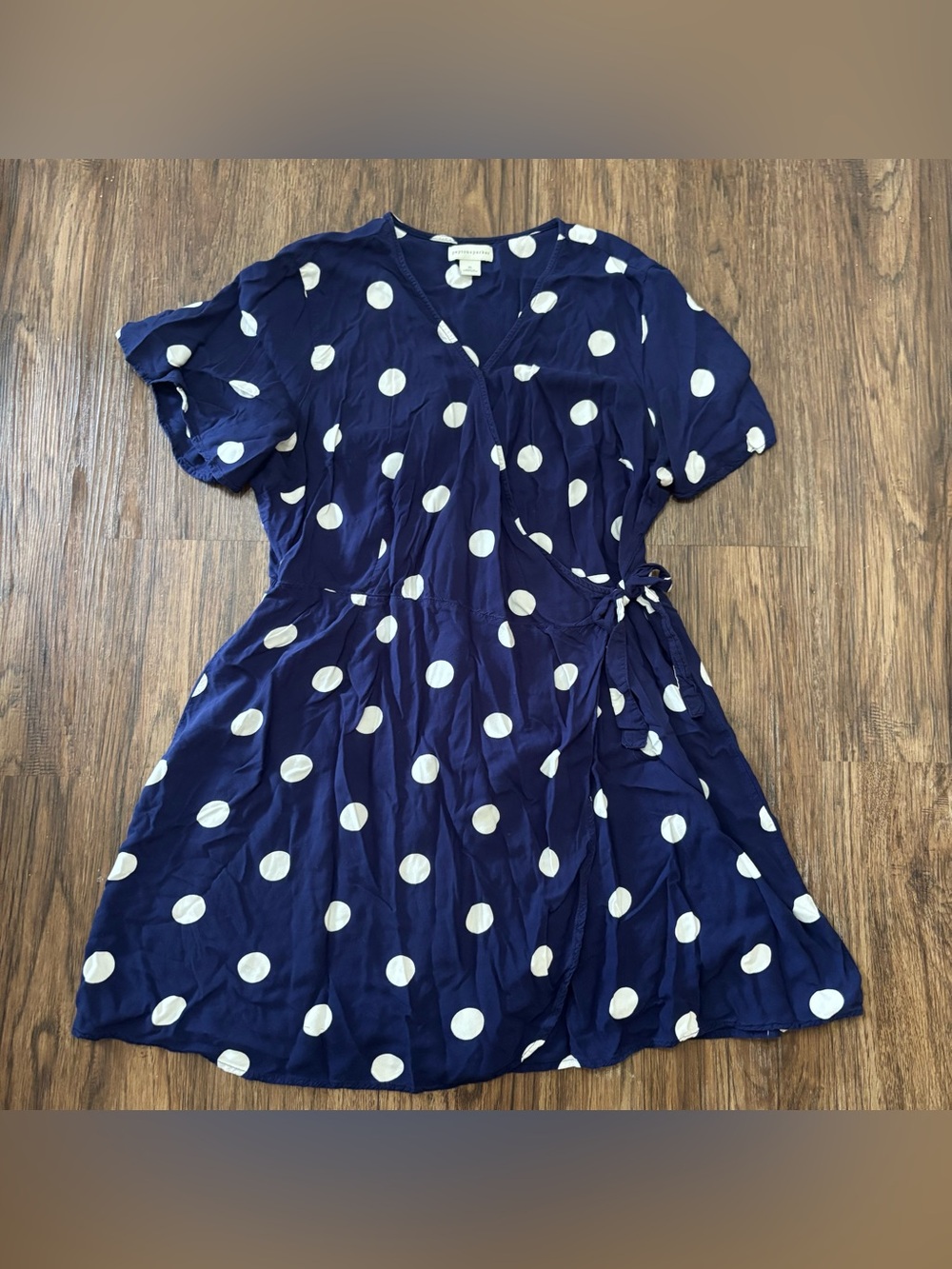Peyton & Parker Navy Polka Dot Wrap Dress Short Sleeve XL